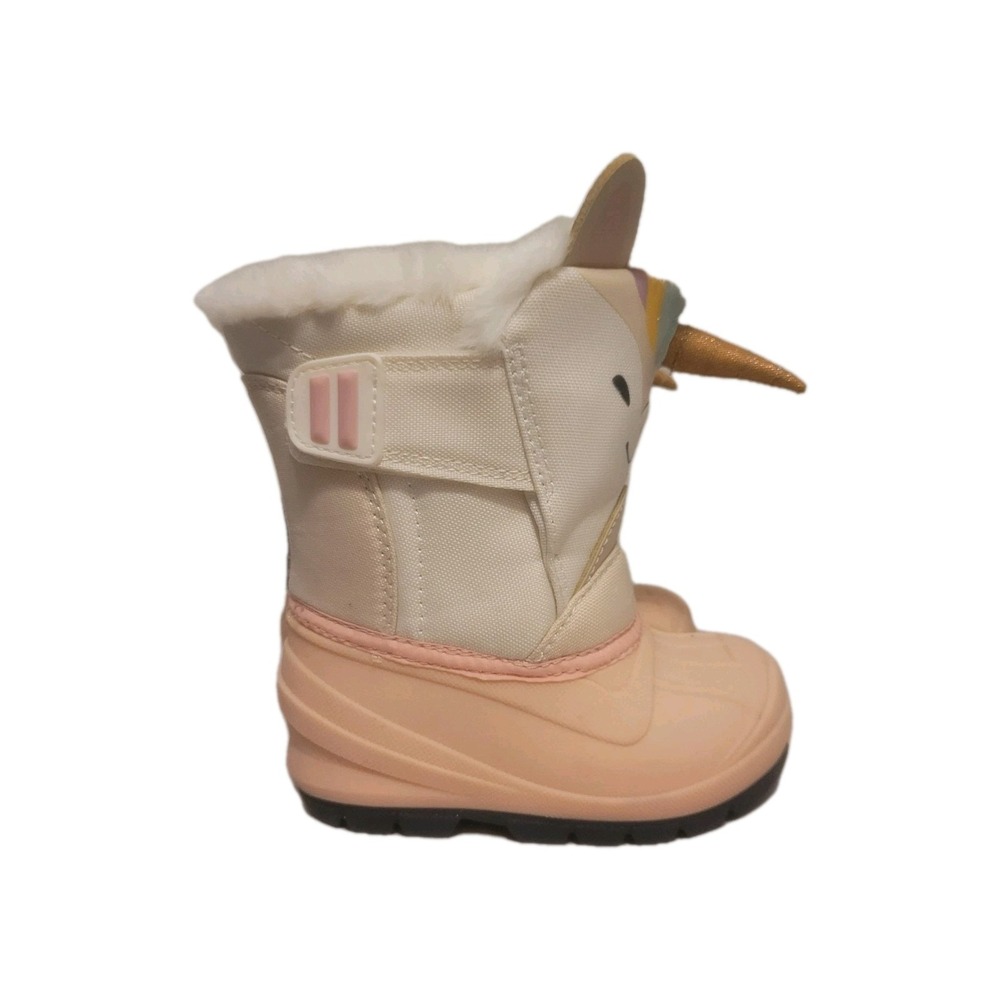 Cat & Jack Light Pink & White Frankie Unicorn Toddlers Winter Boots sz 5 - Picture 7 of 13